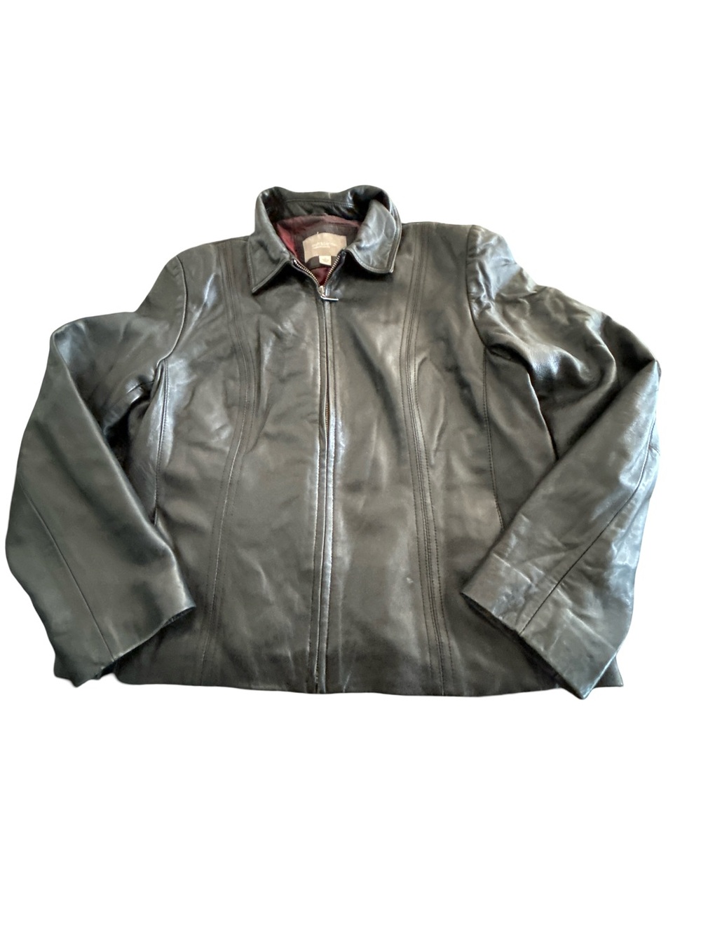 Croft & Barrow Black Lambskin Leather Full Zip Jacket Coat L Capsule Clean Girl